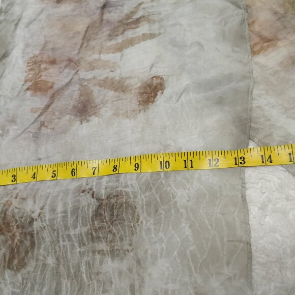 Gaia Print Fine Dusty Natural Earthy Brown Gray Silk Oblong Rectangle Scarf - Picture 3 of 6